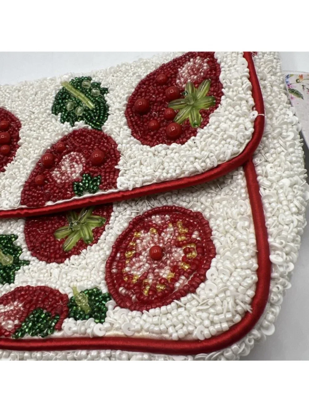 TJMaxx Beaded Shoulder Bag Viral Tomato Red White NWT TikTok Viral